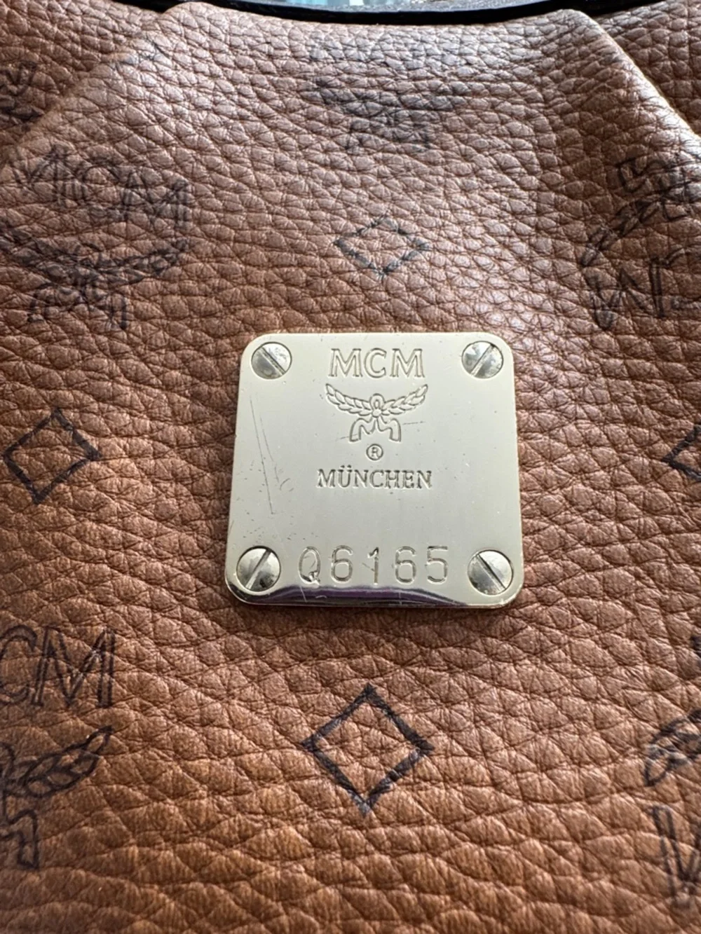 MCM MCM Visetos Hobo Bag Cognac Brown Logo-Print Shoulder Bag - EUC - Picture 2 of 13